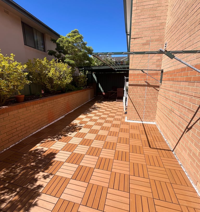 Before and after outdoor courtyard transformation for residential property