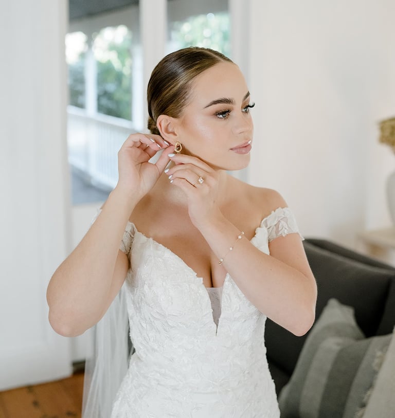 a bridesmaid in a wedding dress