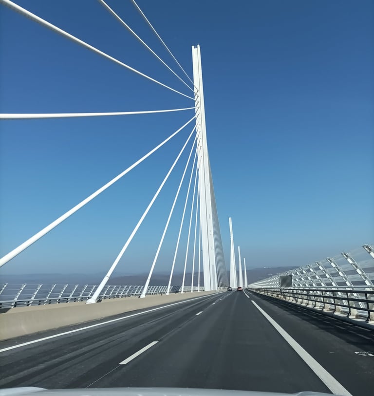 Passing over the Millau suspension bridge