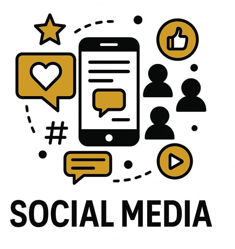 Social media management icon with chat bubbles, social media management services.