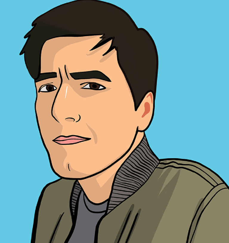 an illustration of writer Ruben Carbajal.