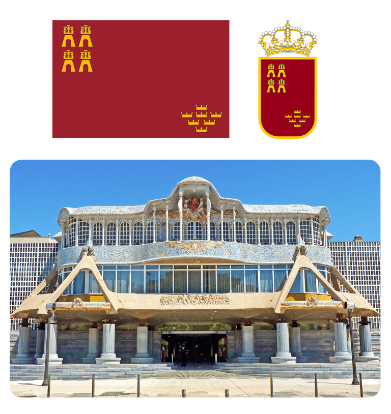 Asamblea regional Murcia. Bandera y escudo regional
