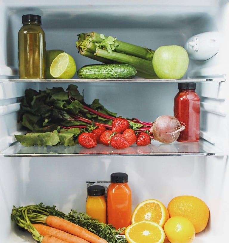 a refrigerator with a lot of vegetables nutrition