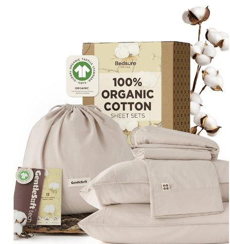Bedsure 100% GOTS organic cotton sheet set