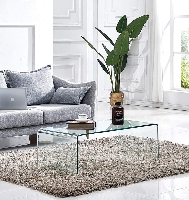 Premium Tempered Glass Modern Clear Coffee Table for Living Room