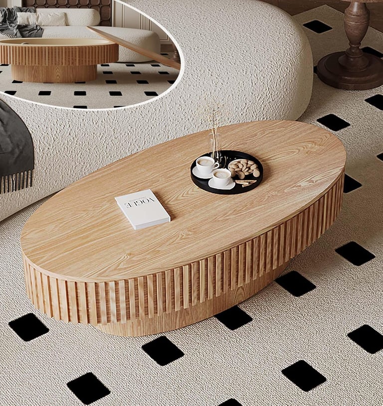 Oval Coffee Table with Storage