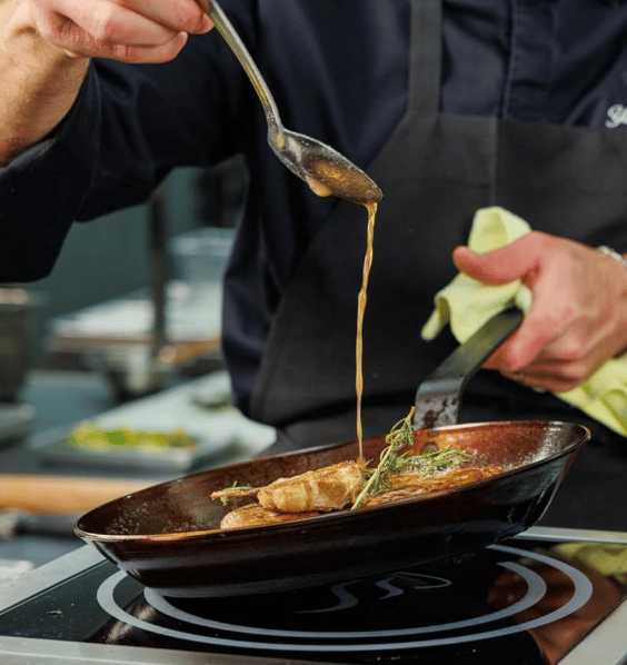 Matfer Bourgeat 15-inch carbon steel frying pan, nontoxic and rivetless.