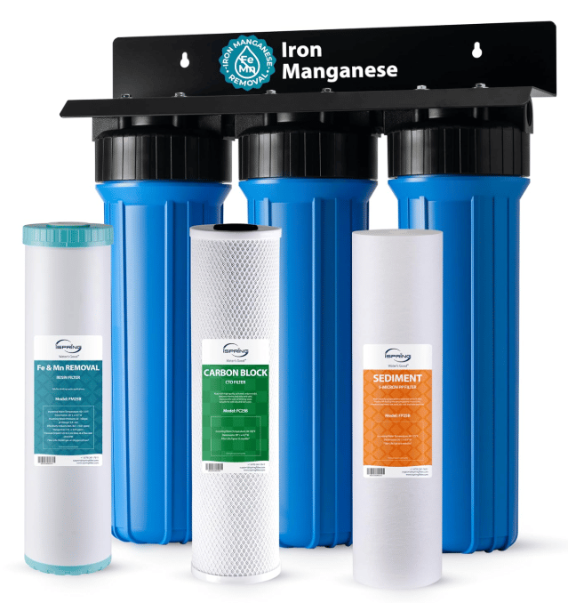 iSpring whole house water filter system installed at main water line for cleaner water