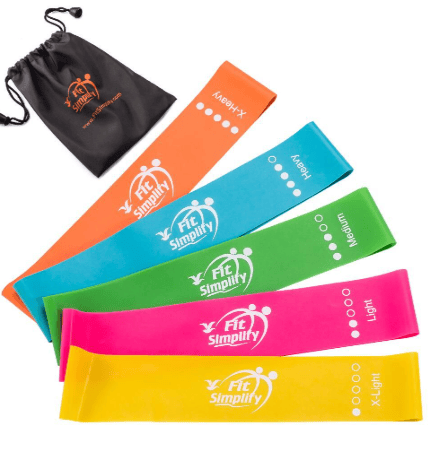 Fit Simplify non-toxic natural latex resistance bands set with 5 resistance levels