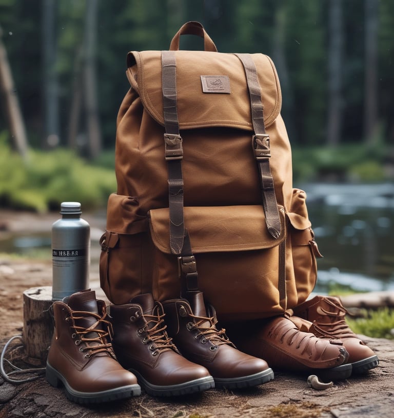 a backpacker's backpacker with a bottle of water and a bottle of