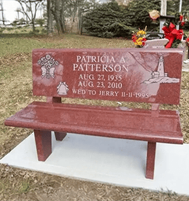memorial bench headstone in India red granite