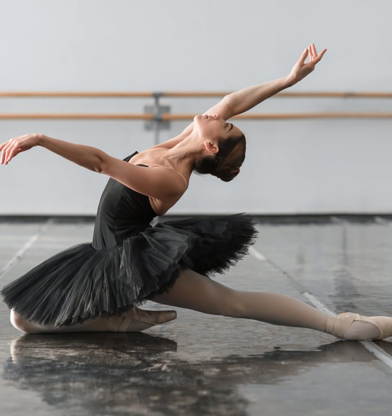 a woman in a black dress and a black skirt