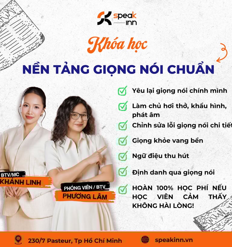 Khoá học nói chuẩn, chỉnh giọng chỉnh ngọng tp HCM