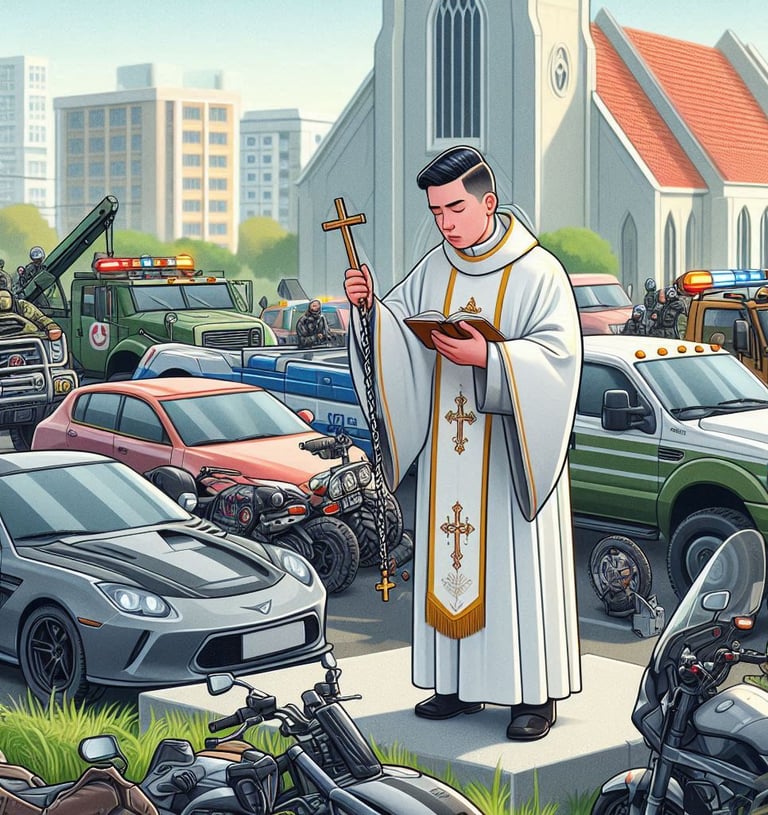 a priest in a white robe and a priest in a white robe