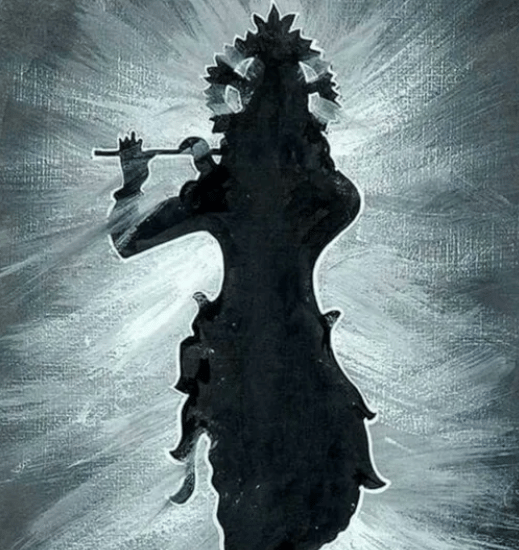 krishna silhouette playing flute 