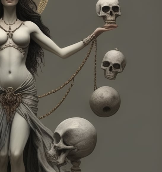goddess holding skulls 