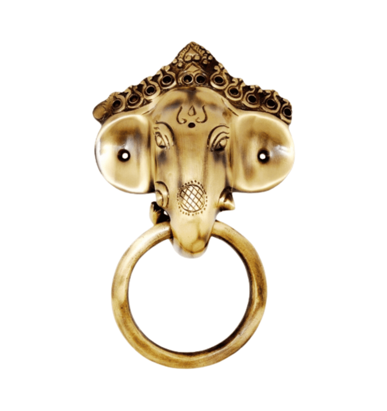 a gold ring with a head of an elephant