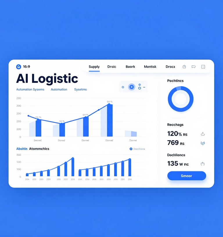 A sleek dashboard displaying AI analytics and transport data visualizations.