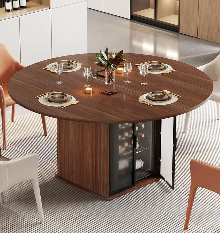 Circle Kitchen Table with Fridge Space