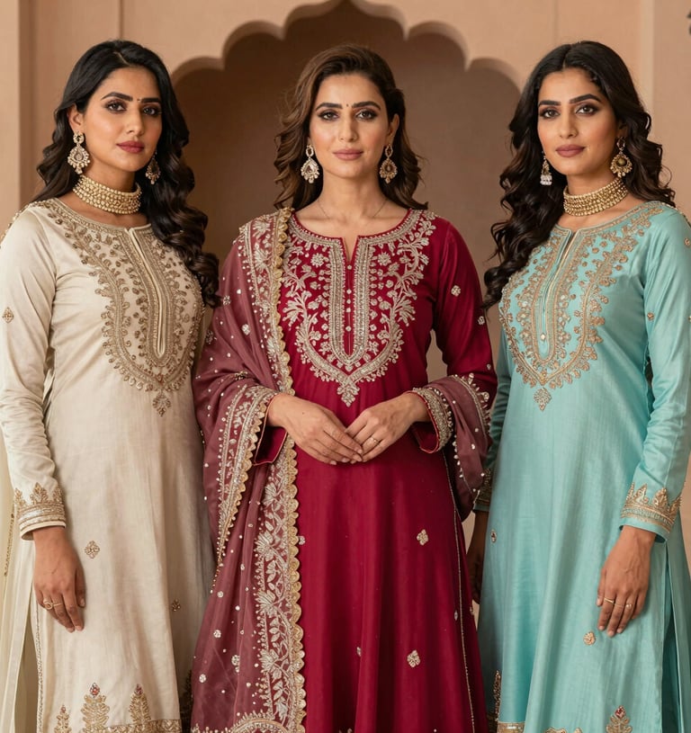 A stylish suit set laid out neatly with intricate patterns and soft fabric textures.