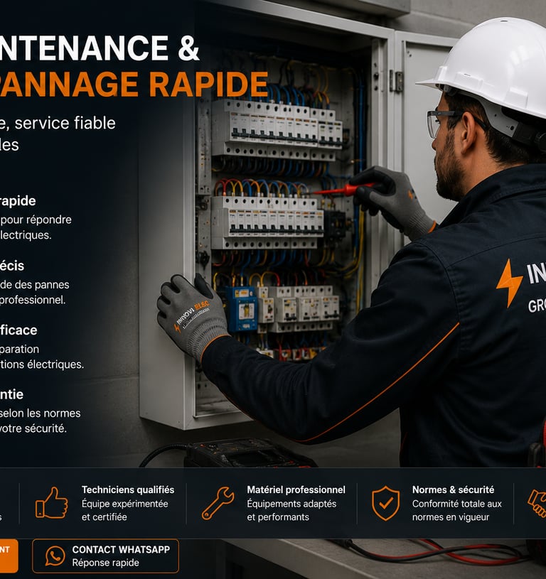 Technicien réalisant une maintenance électrique professionnelle sur tableau électrique en Algérie