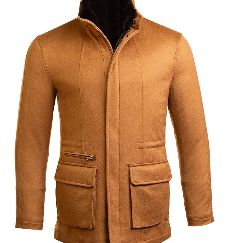 a brown jacket with a black jacket and a black jacket