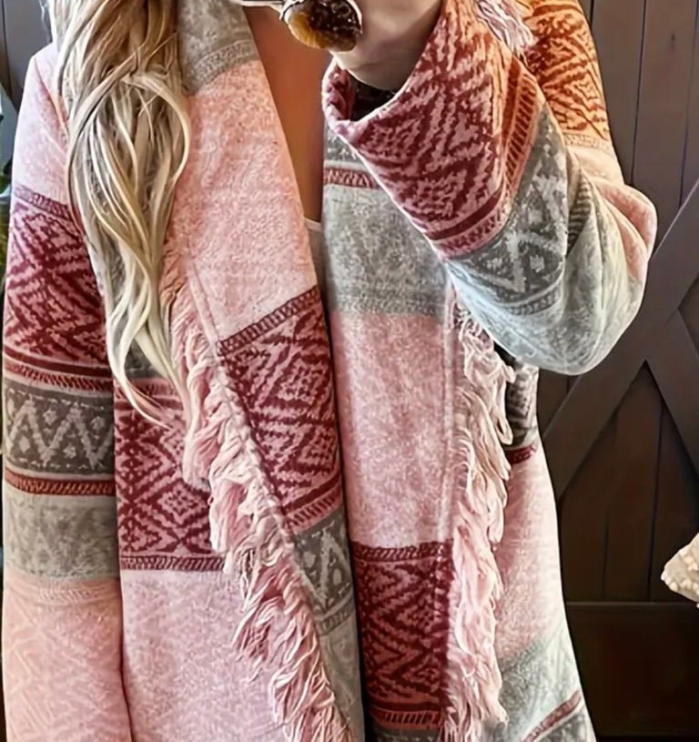 Gilet boheme patchwork frange californian sand & wild child