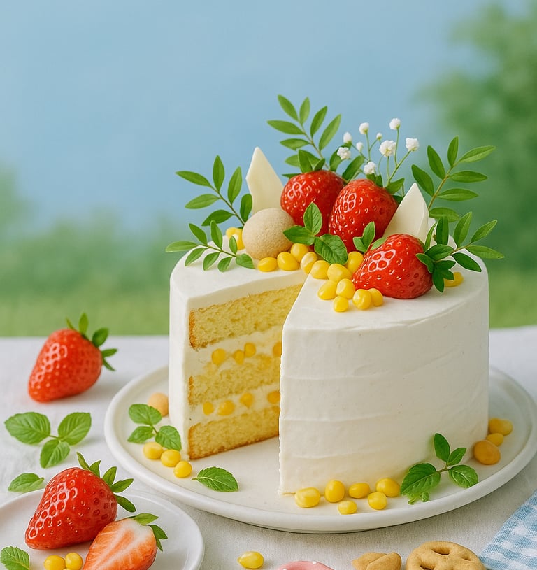 a cake with a piece of cake on it