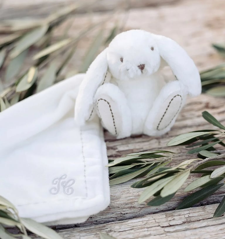 doudou lapin blanc tartine et chocolat