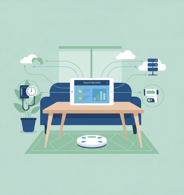 Modern telehealth consultation showing healthcare provider on tablet screen consulting with elderly 