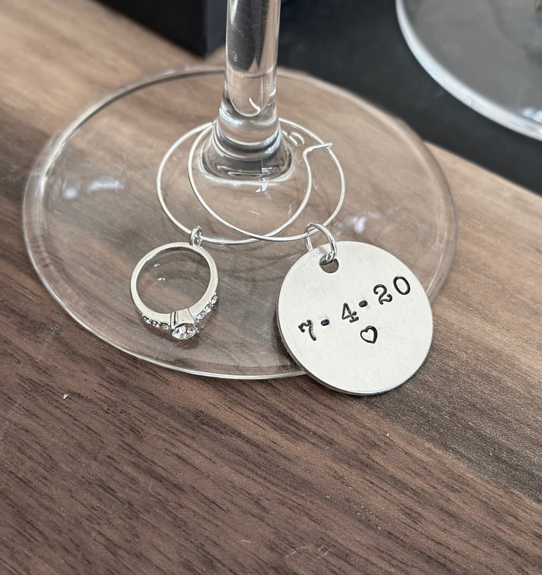 engagement ring wine charm wedding ring wine charm