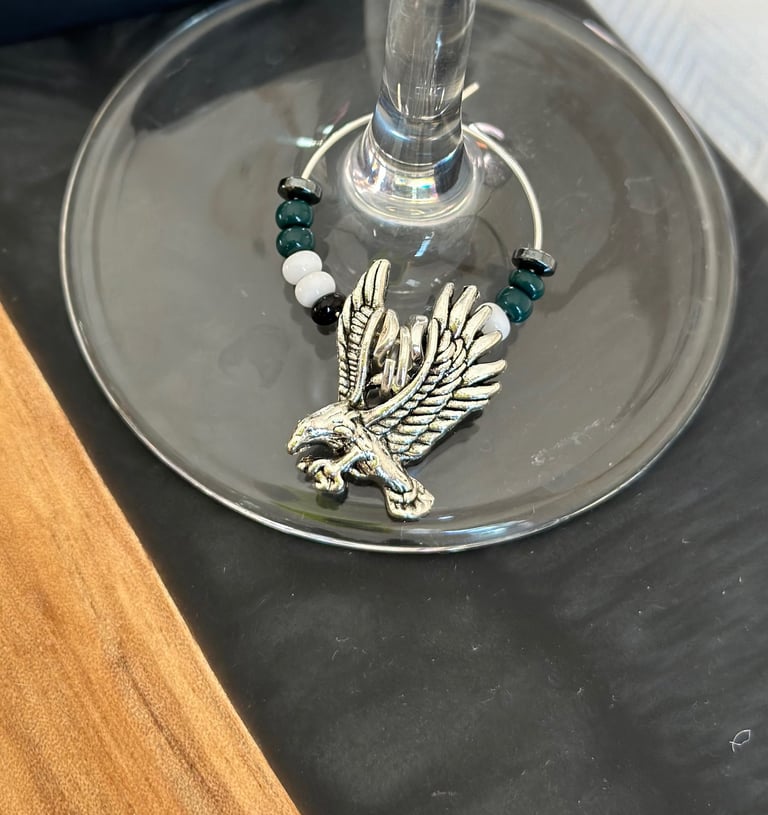 flying eagle wine charm with colored beads