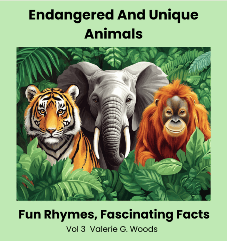 Endangered And Unique Animals Cover with a tiger, elephant and a gorilla
