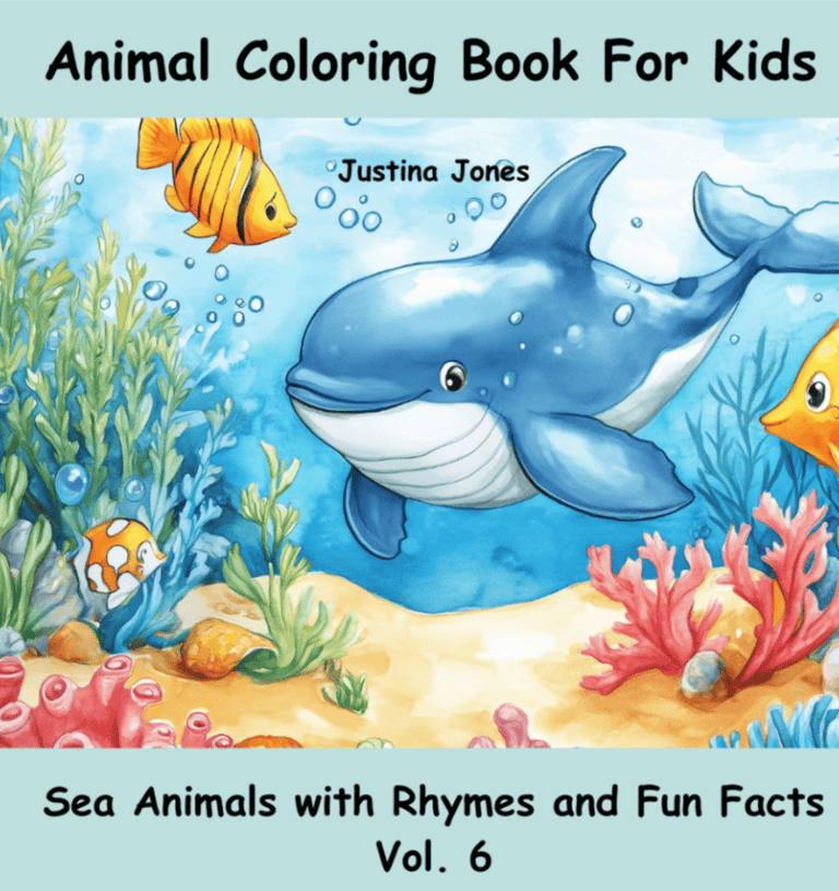 Animal Coloring Book Cover with Sea Animals