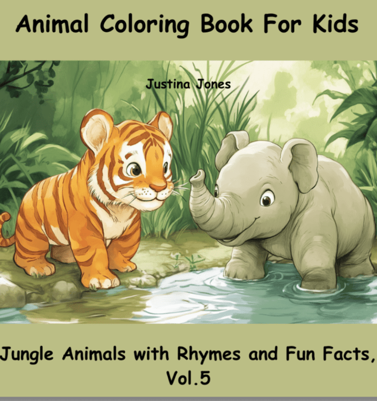 Animal Coloring Book Cover with Jungle Animals