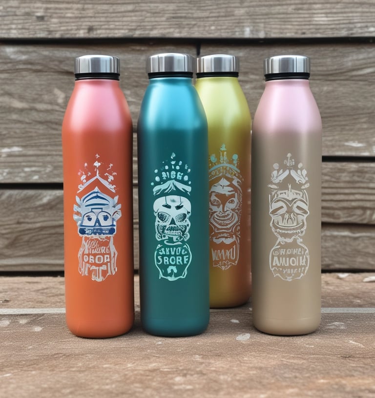 A water bottle decorated with fun and trendy stickers.