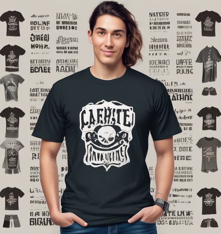 A model wearing a casual t-shirt in an urban setting.