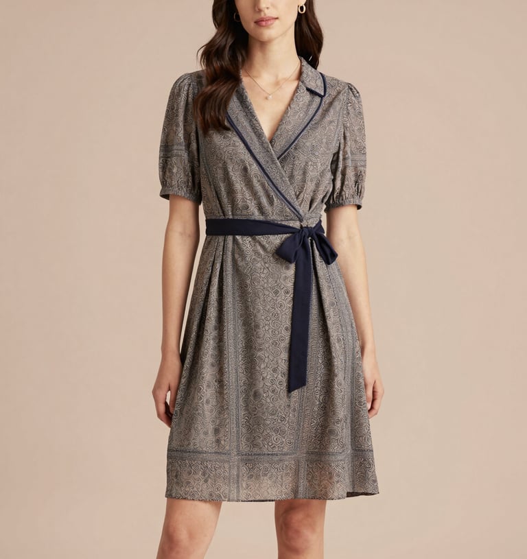 Chic boutique dress displayed on a mannequin with soft lighting highlighting fabric details