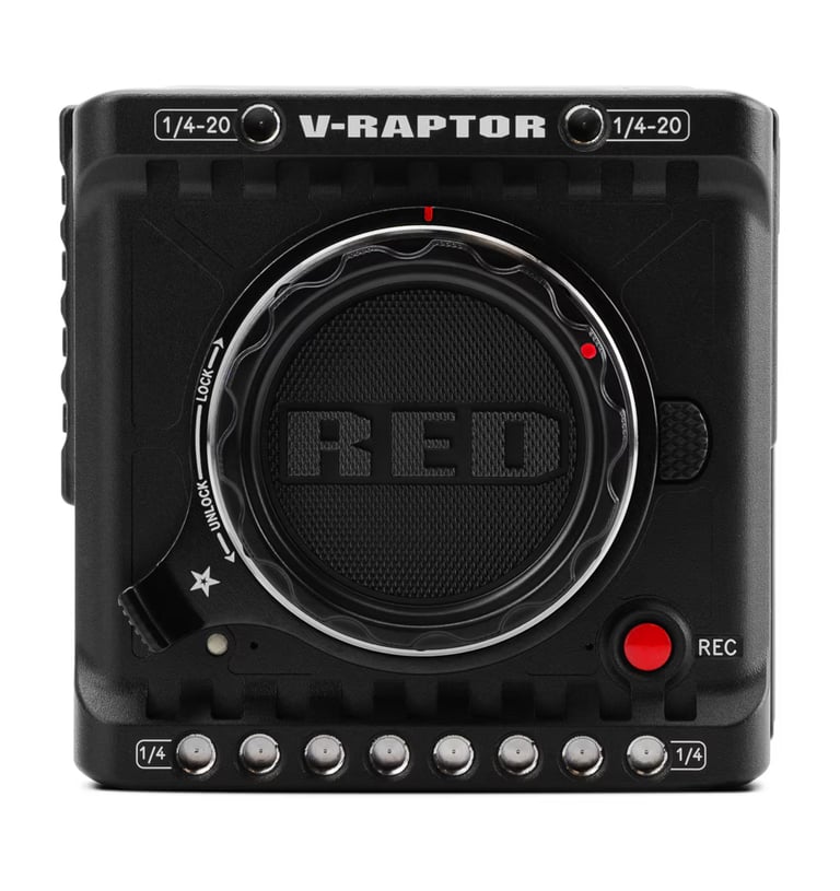 a red camera with a red camera attached to it