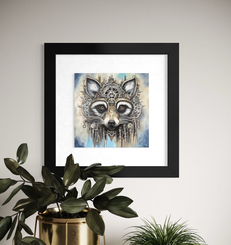 Steampunk Raccoon framed print
