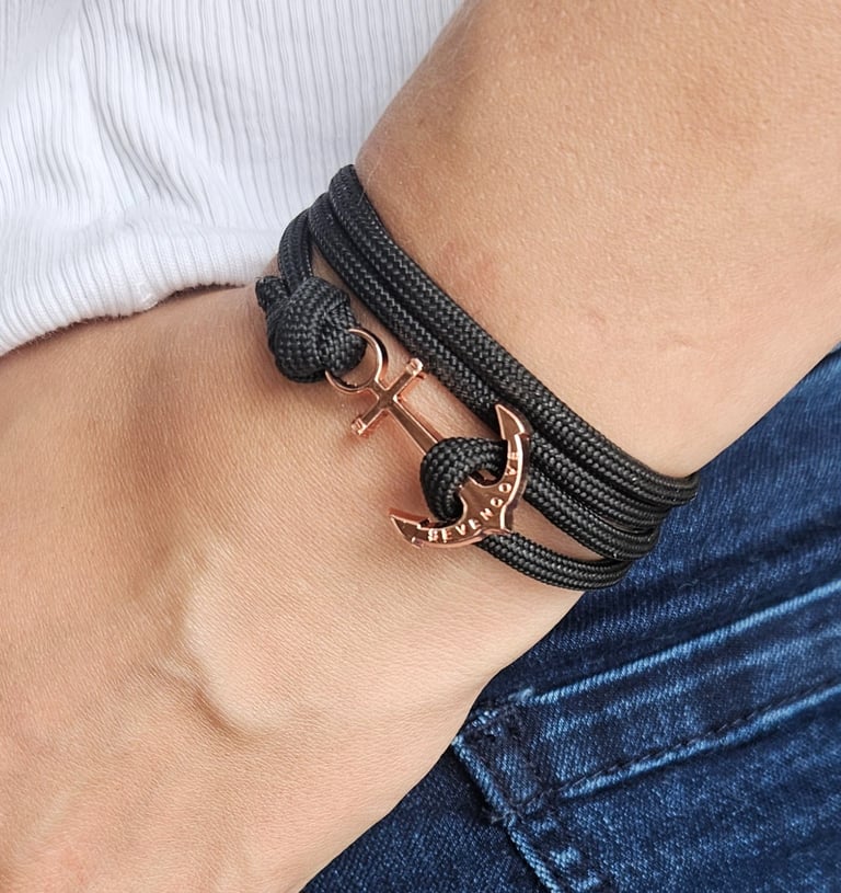 a woman's handmade bracelet bracelets with a anchor anchor