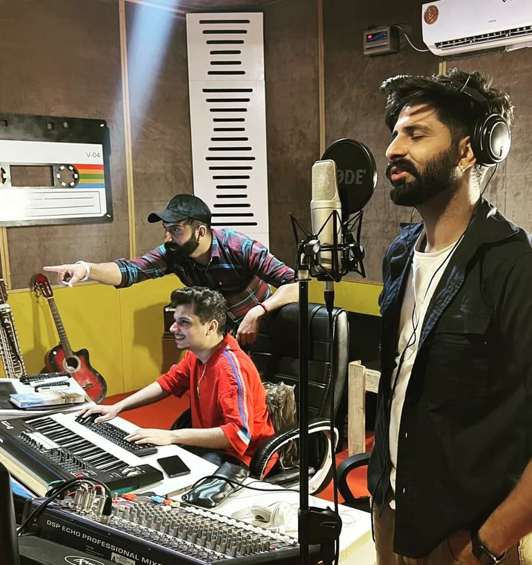 Raahi Rana in a recording studio session with Sokhey