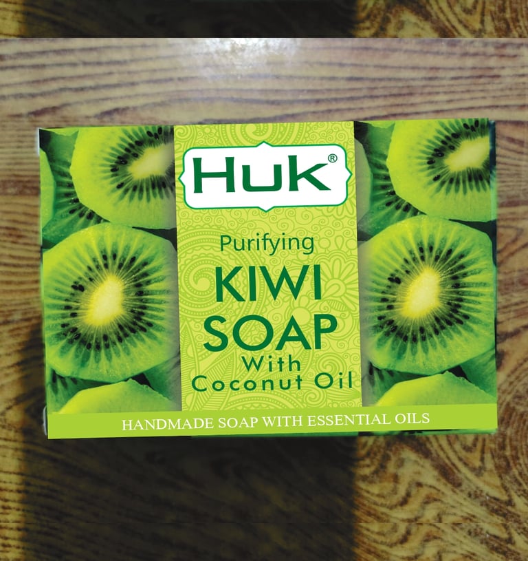 a soap bar with kiwii soap and kiwi oil
