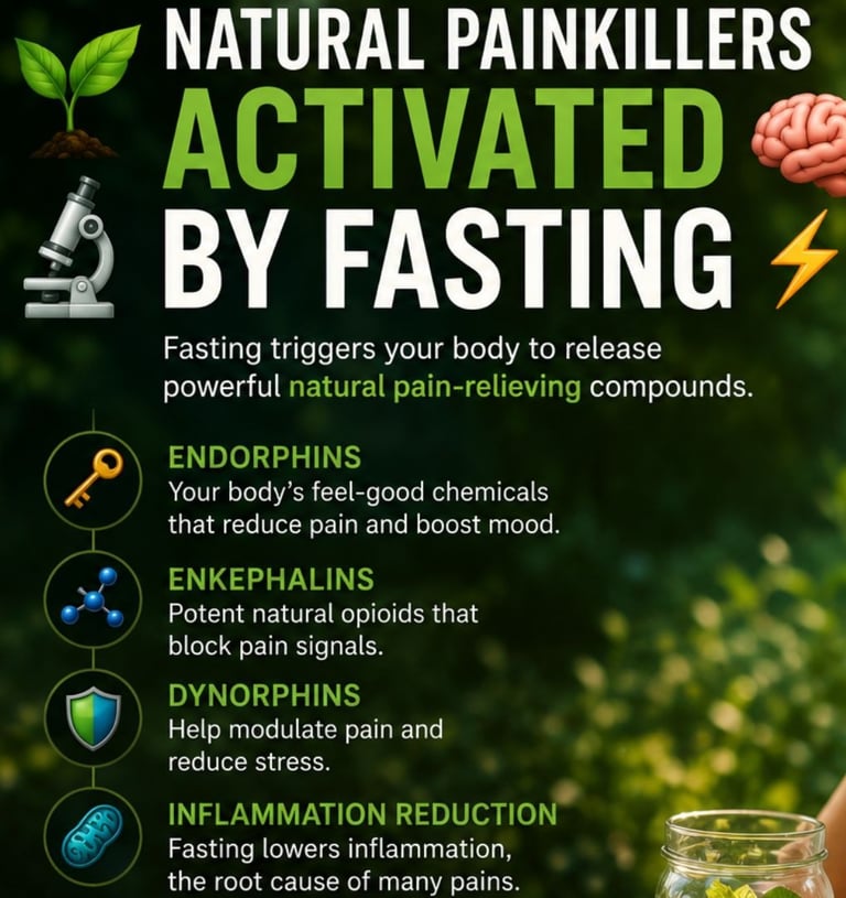 🌱🔬 Natural Painkillers Activated by Fasting 🧠⚡ Fasting doesn’t just reset metabolism—it can also 