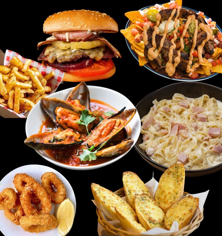 Family Meals in Kenwick with burgers, pasta, loaded fries and sharing sides from Bingo Bites.