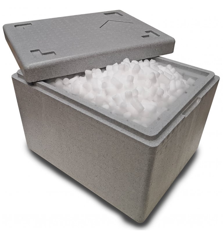 Foto de caja con hielo seco