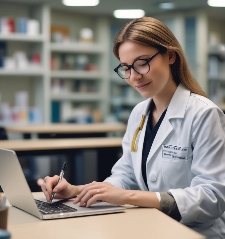 A nurse in a white uniform is tending to a young boy's injured arm in a medical setting. The room contains medical supplies and instruments on a counter in the background, suggesting a traditional clinic or hospital environment. Both figures are focused on the task, creating a scene of care and attention.