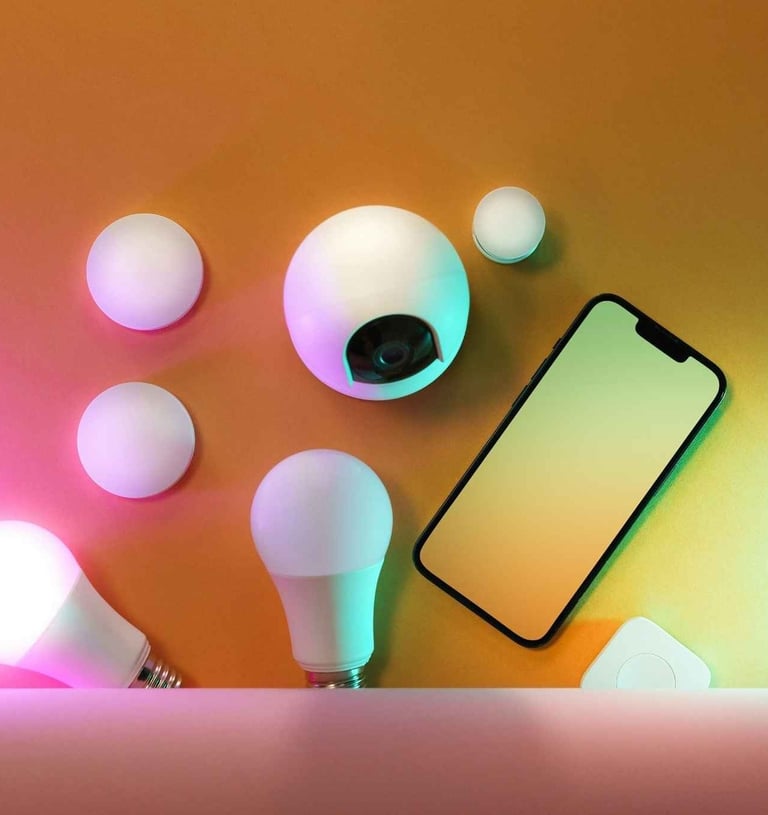 a cell phone and a cell phone with a light bulb on it