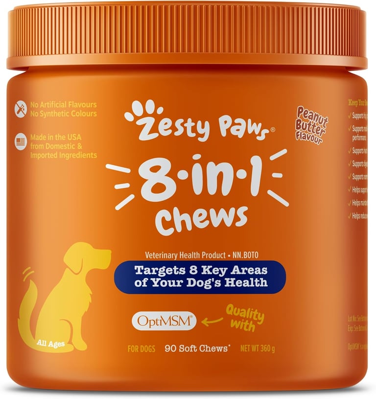 Zesty Paws 8-in-1 Dog Multivitamin Chewables - Digestive & Immune Support Dog Supplements - Support
