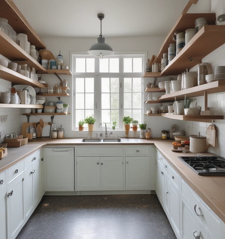 A bright, organized closet with labeled storage boxes and baskets.